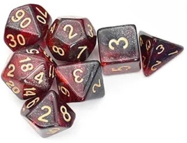 Set de 7 dados Galaxy - Negro y Rojo (AGA03)